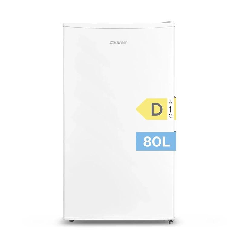 COMFEE' RCD80WH3UK(E) 80L Under Counter Fridge with 4 Star Ice Box, Inverter Compressor, Quiet 39dB, LED Light, Reversible Door, Adjustable Temperature Control, White