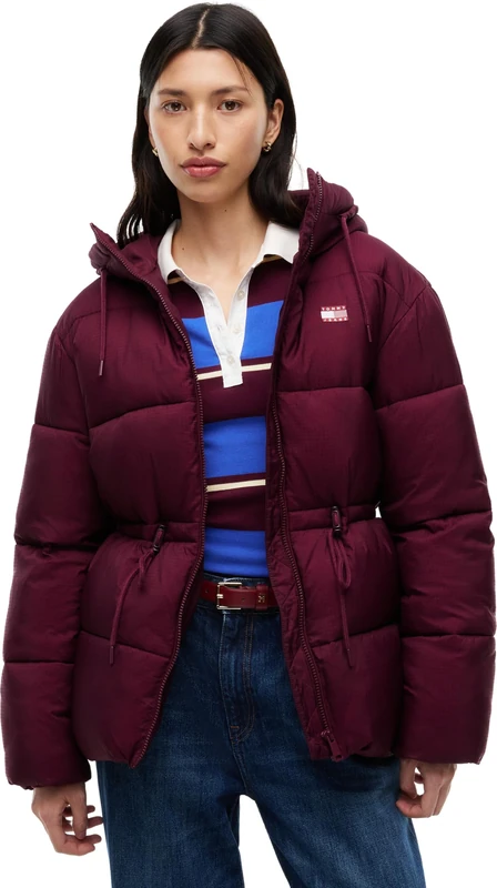Tommy Jeans Women Tjw Hooded Midi Puffer Jacket Dw0Dw21626 Puffer Jacket, PURPLE (Calypso Berry), S