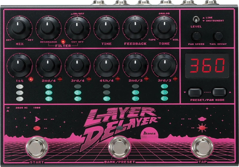 Ibanez LD303 Layer Delayer Effects Pedal for Electric Guitar | digital delay, analog delay and tape echo | Tone & Filter Shaping | Auto-Panning | MIDI Control | FX Loop