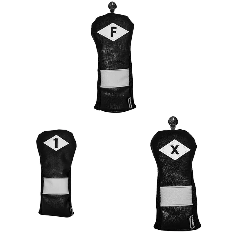 Longridge Classic Style Black Golf Headcover Bundle - Including Fairway, Driver and Hybrid Golf Headcovers