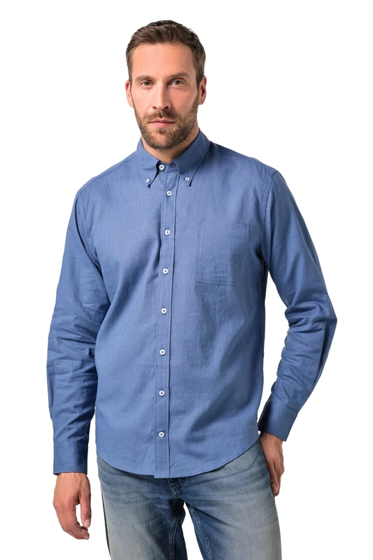 JP 1880 Menswear Big & Tall Plus Size L-8XL Linen Blend Shirt Atlantic Blue 8XL 782629722-8XL