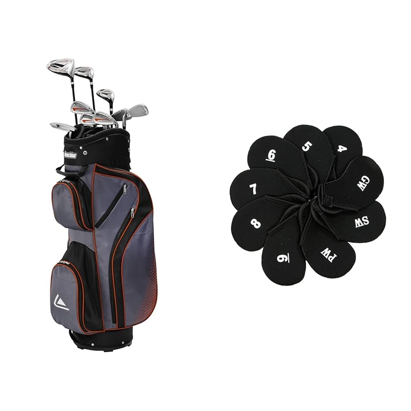 Longridge Mens Vector+ 12pc Golf Set with Bag & Longridge Deluxe Neoprene Iron Cover 4-GW