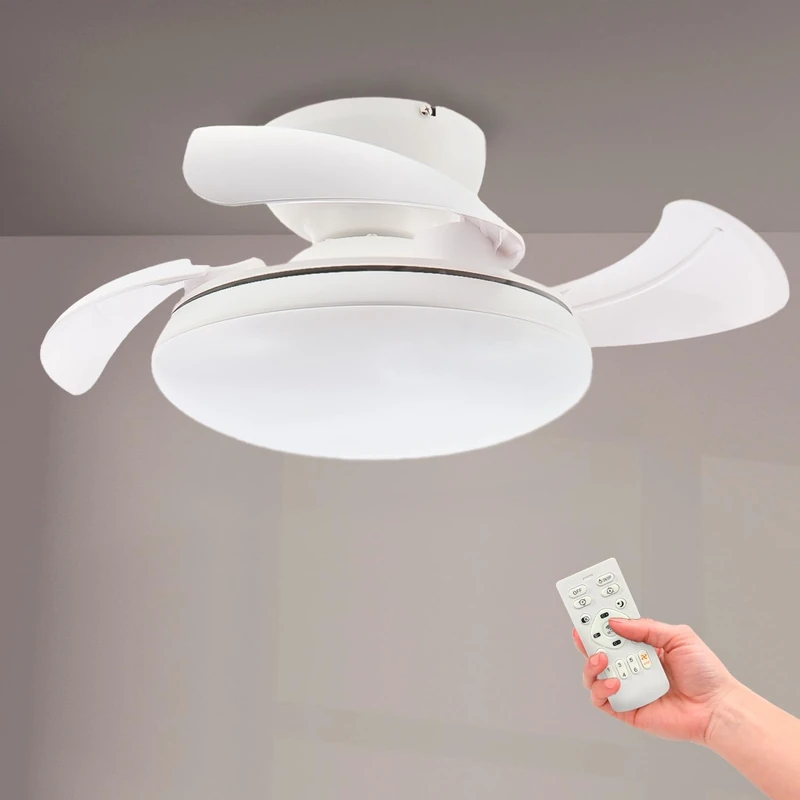M Mimotec Mushroom LED Ceiling Fan White Ø72.5 cm, Silent DC Motor, 24W Dimmable LED 3CCT 2700-6500K, 2400 Lumen, Remote Control, Timer, Summer/Winter Function - Image 1
