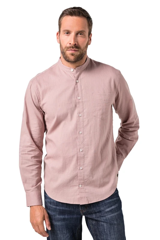 JP 1880 Menswear Big & Tall Plus Size L-8XL Long Sleeve Linen Blend Shirt Mauve 8XL 790394319-8XL