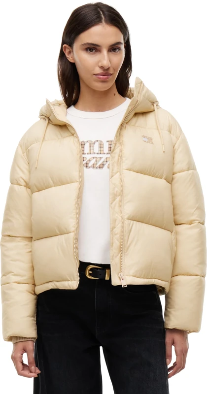 Tommy Jeans Women Tjw Hooded Puffer Jacket Dw0Dw21625 Puffer Jacket, BEIGE (Sunday Pastry), XS