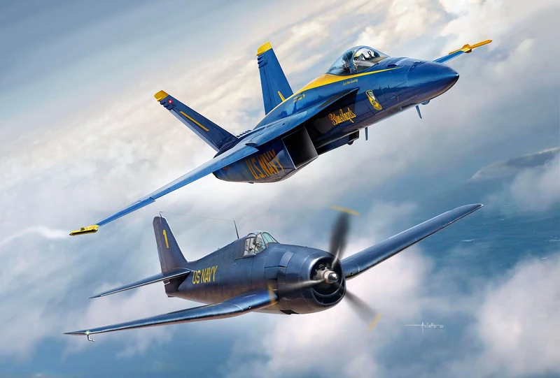 Revell Gift Set 05613 Blue Angels - 80 Years, 1:72 Scale, Unbuilt Plastic Model Kit with Accessories
