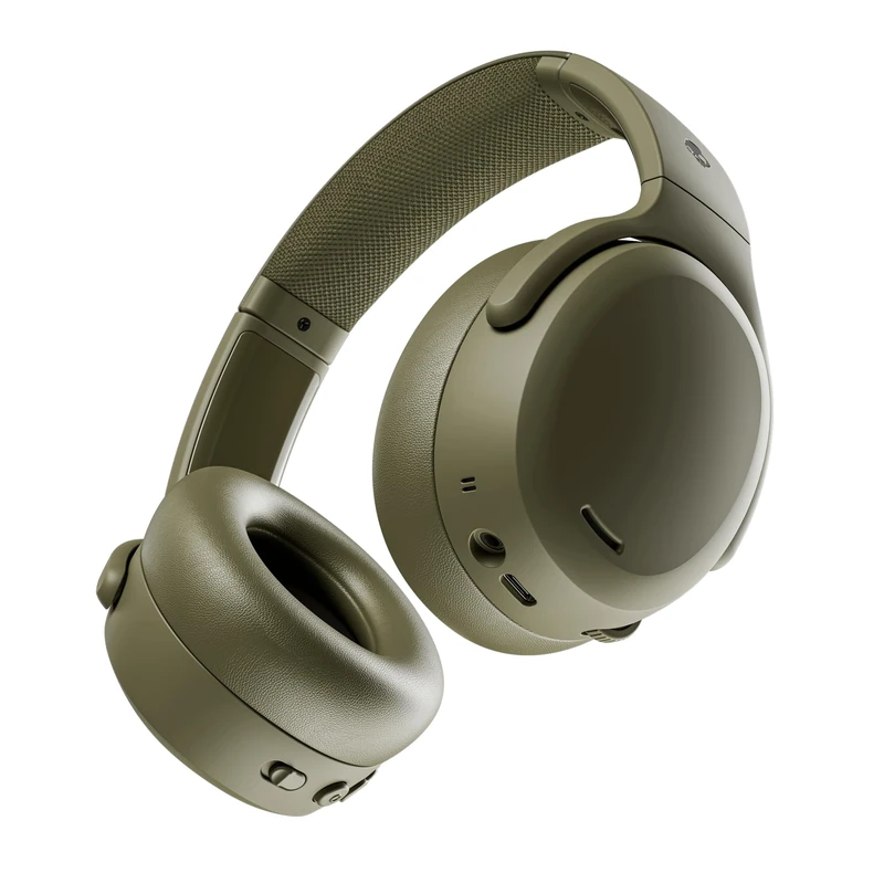 Skullcandy Crusher ANC 2 Wireless Over-Ear Bluetooth Headphones with Multi-Sensory Bass, Active Noise Cancelling, Up to 60 Hours Battery, Microphone for iPhone Android - Drab
