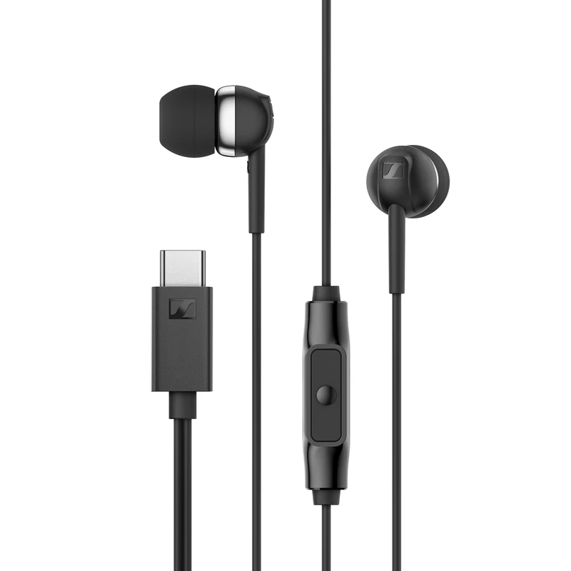 Sennheiser CX 80U – Wired In-ear Headphones, USB C Connection, In-line One-Button Smart Remote with Microphone, Closed Earbuds for Passive Noise Cancelling – Black - Image 1