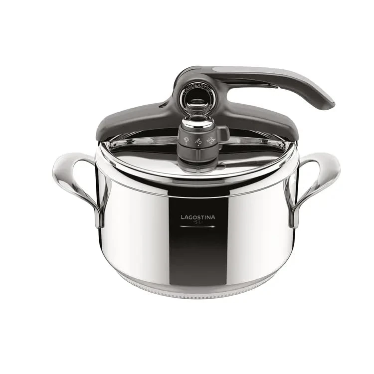Lagostina Diva 5 Litre Stainless Steel Pressure Cooker, Includes Basket, Lagofusion® Base and 2-Pressure Valve, Induction Compatible