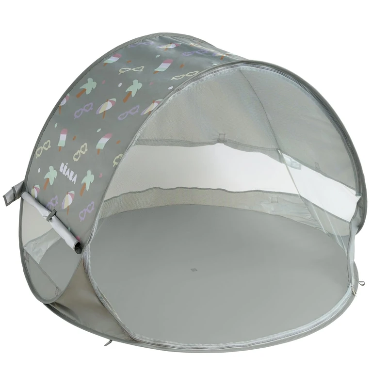 BÉABA, Beach Tent – Baby UV Protection Tent, Maximum Sun Protection UPF 50+, UV Filtered, 360° Ventilation, Mosquito Nets, Spacious, Pop-Up System, Carry Bag, Breezy, Khaki