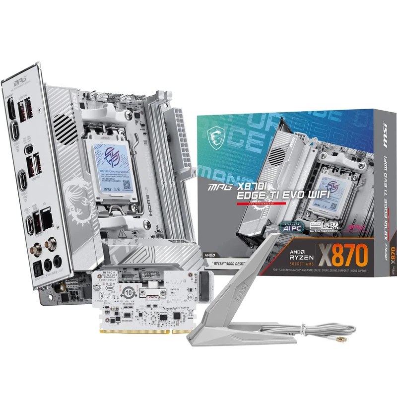 MSI MPG X870I EDGE TI EVO WIFI Motherboard, ATX - Supports AMD Ryzen 9000/8000 / 7000 Processors, AM5-110A SPS VRM, DDR5 Memory Boost (up to10000+MT/s OC), PCIe 5.0 x16, M.2 Gen5, Wi-Fi 7, 5G LAN
