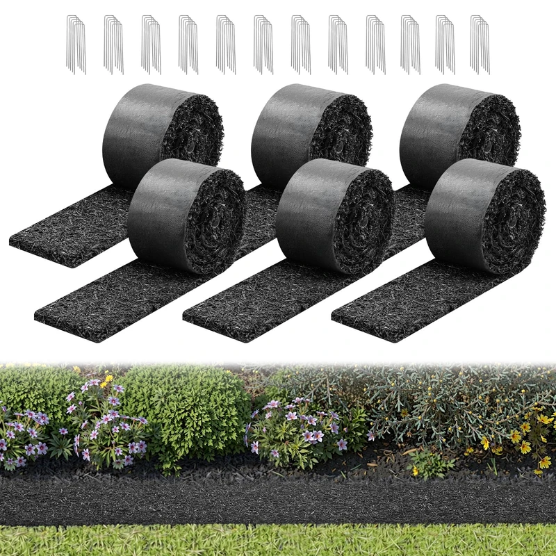 VEVOR Rubber Mulch Mat - 6 Rolls of Weed Barrier Garden Fleece