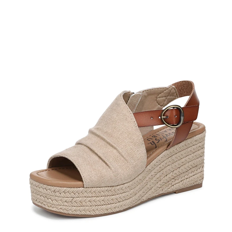 Blowfish Malibu Women's Amira Wedge Sandals, Natural Scotch Brown, Medium Fit, UK 3