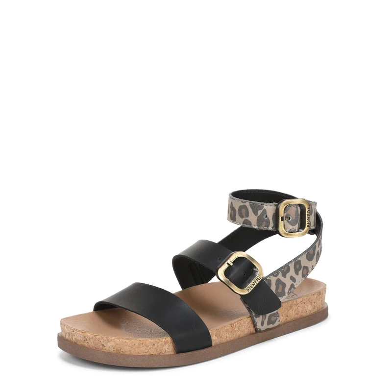 Blowfish Malibu Women's Lawson Flat Sandals, White/Black, Medium Fit, UK 3