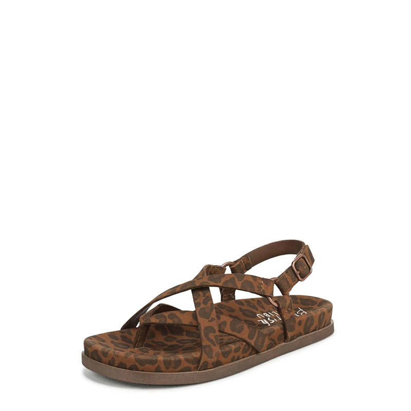 Blowfish Malibu Women's Luster 2 Flat Sandals, Leopard Print Suede, Medium Fit, UK 4