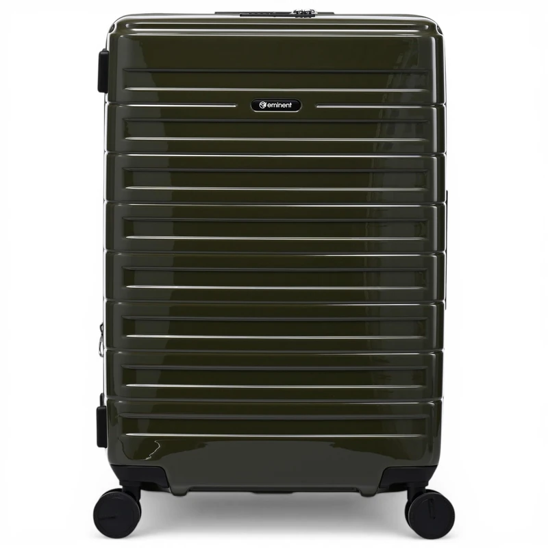 Eminent Voyager Medium Suitcase 67x44x26, Expandable, Hard Shell, 4 Spinner Wheels, Lightweight, Check in, TSA Lock, 3.4 kg, 71L, Travel Luggage Trolley Holiday Trip Bag Green
