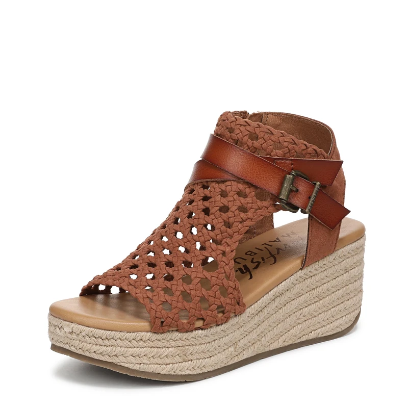 Blowfish Malibu Women's Lorrah Wedge Sandals, Cognac Brown, Medium Fit, UK 7