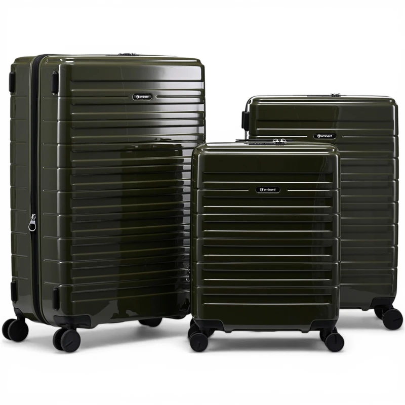Eminent Voyager Suitcase Set 3 Piece, Expandable, Hard Shell, 4 Spinner Wheels, Lightweight, TSA Lock, Cabin Medium Large, Travel Luggage Sets Trolley Holiday Trip Bag Green - Image 1