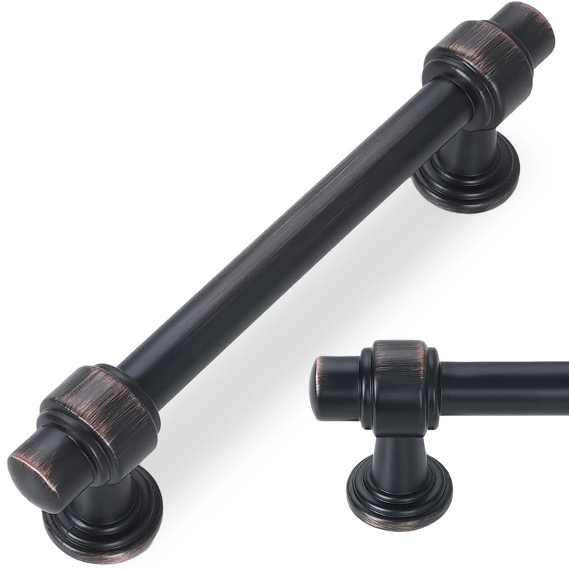 POVEFONK 10 Pack 3 inch(76mm) Oil Rubbed Bronze Kitchen Cabinet Handles Cabinet Pulls Gold Drawer Pulls Kitchen Cabinet Hardware Handles Drawer Pulls Dresser Handles