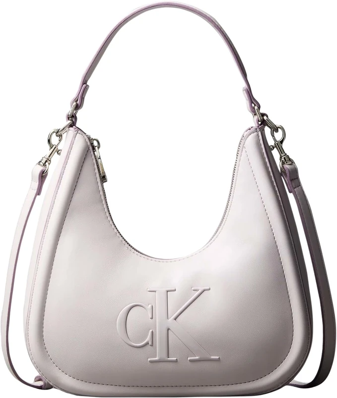 Calvin Klein Women Bold Ck Small Crescent Bag Lv04F3561G Crossover, Grey (Gray Lilac), One Size