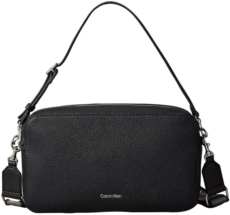 Calvin Klein Women Webbing 2X Strap Lg Camera Bag LV04F3642G Crossover, Black (Black), One Size