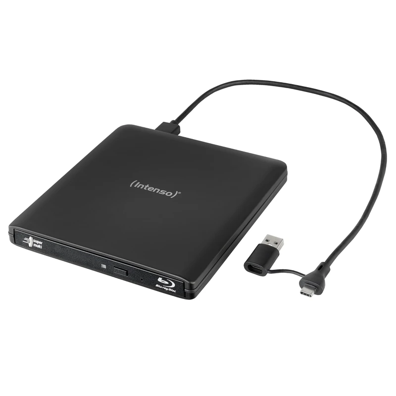 Intenso EOD 500BD Slim USB 3.2 External Blu-ray Drive Burner for Laptop, Desktop PC, iMac, MacBook, Windows, MacOS, Includes Free Ashampoo Burning Studio Burning Software (Black)