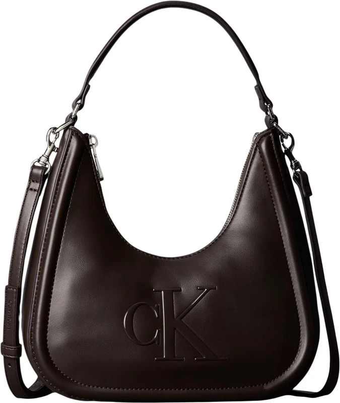 Calvin Klein Women's Shoulder Bag Bold CK Small with Strap, Brown (Delicioso), One Size