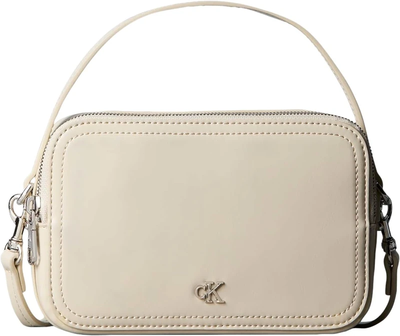 Calvin Klein Women Ck Hardware Camera Bag LV04F3678G Crossover, White (Light Hay), One Size