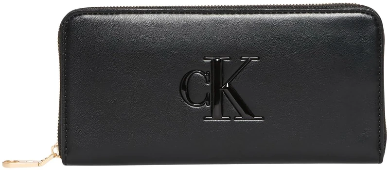 Calvin Klein Women Bold Ck Long Zip Around Lv04F1077G Wallets, Black/White (Black/White), One Size