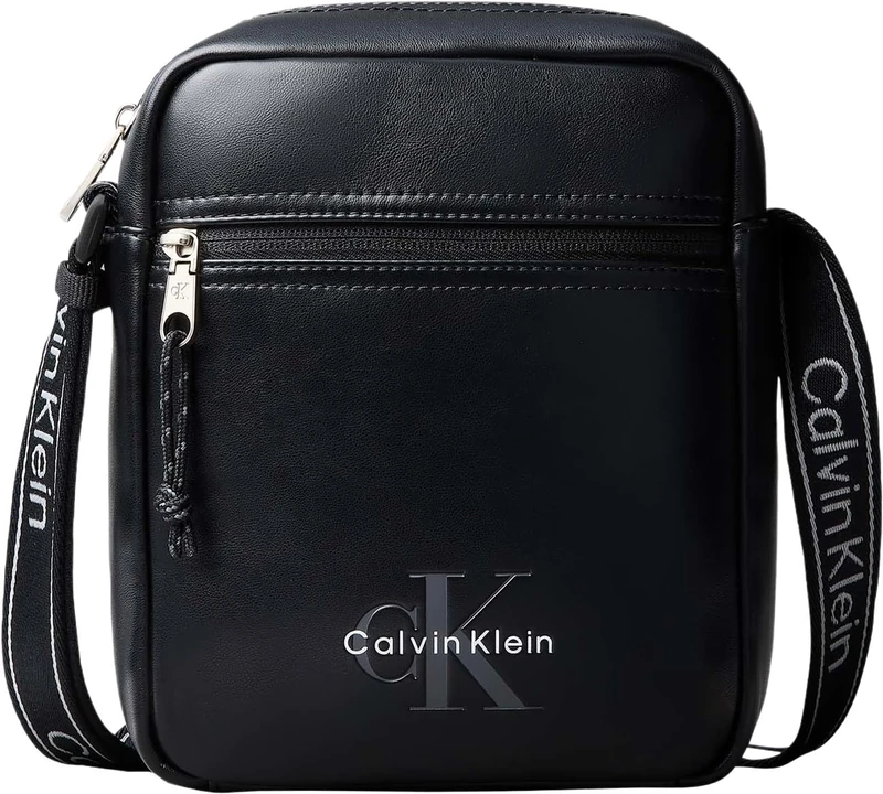 Calvin Klein Men Bold Logo Webbing Reporter LV04D3418G Crossover, Black (Black), One Size