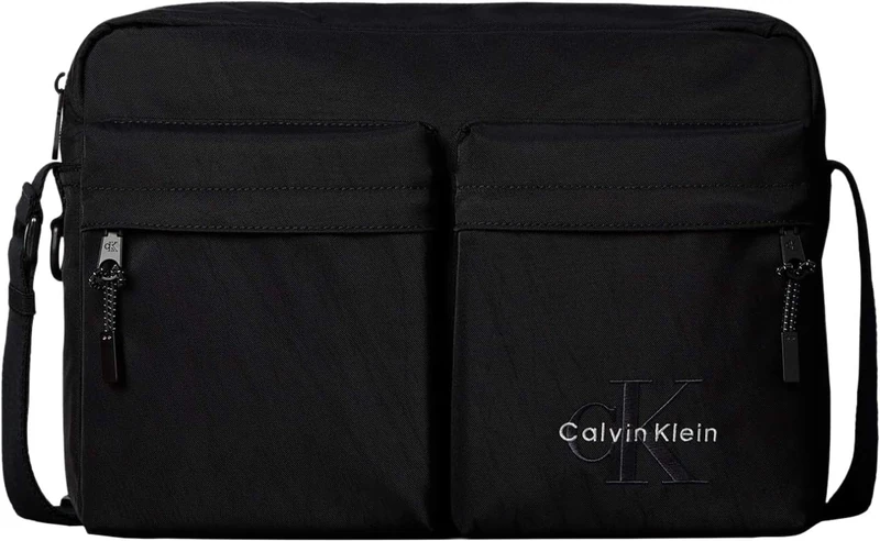 Calvin Klein Men Bold Laptop Flight Bag LV04D3459G Crossover, Black (Black), One Size