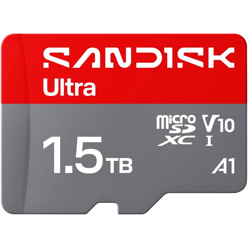SANDISK Ultra microSDXC 1.5TB, UHS-I Card + SD Adapter (up to 195MB/s read speed, Full HD video, V10, U1, C10, A1) Storage expansion for Android smartphones and tablets, cameras, and laptops