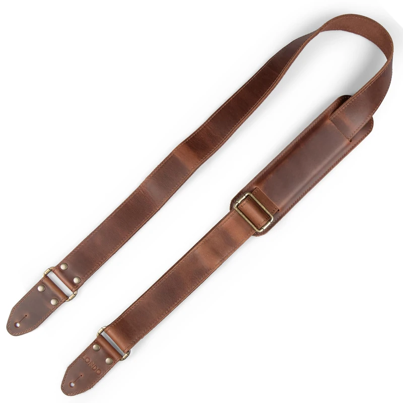 LONDO Genuine Leather Guitar Strap, Adjustable up to 57 in, Brown, Adjustable up to 57 in