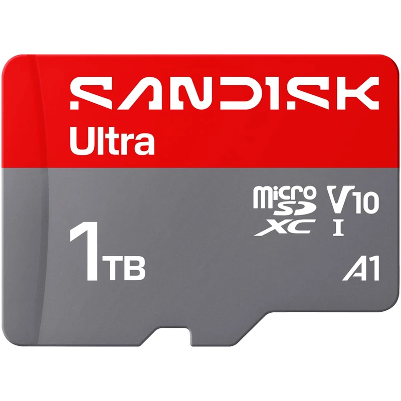SANDISK Ultra microSDXC 1TB, UHS-I Card + SD Adapter (up to 195MB/s read speed, Full HD video, V10, U1, C10, A1) Storage expansion for Android smartphones and tablets, cameras, and laptops