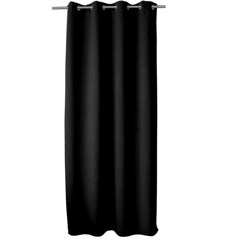 ED ENJOY HOME Flame Collection Fire Blackout Curtain with Eyelets, Black, 140 x 260 cm, Fireproof Category M1, 100% Polyester, Flame Collection - Image 1