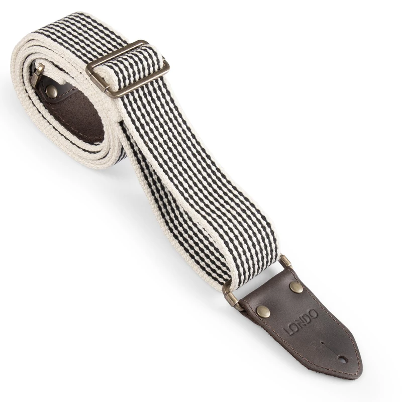 LONDO Cotton Guitar Strap with Genuine Leather Ends, Adjustable up to 55.9 in, Chestnut, Adjustable up to 55.9 in