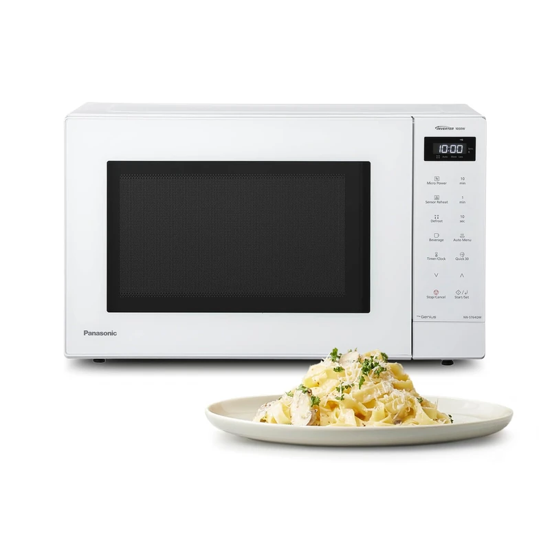 Panasonic NN-ST64QWBPQ 32L Inverter Solo Microwave, 1000W High Power, 24 Auto Programmes, Junior Menu Auto programmes, Quick 30 Function, Touch Control, Even Cooking and Defrosting, White