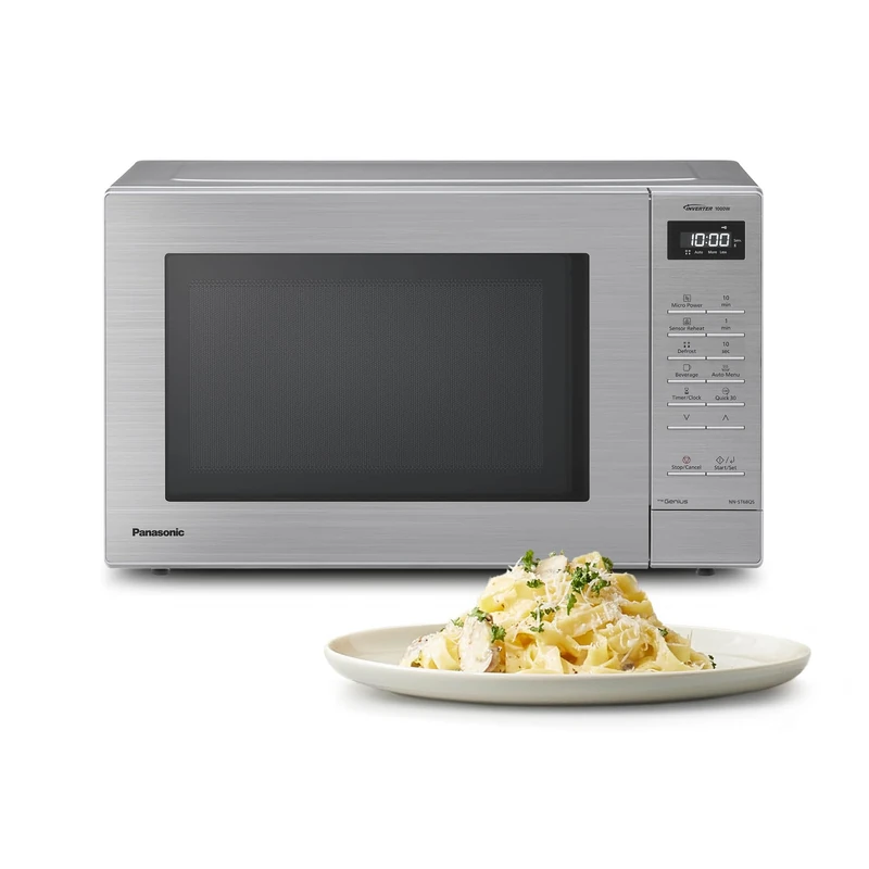 Panasonic NN-ST68QSBPQ 32L Inverter Solo Microwave Oven, 1000W High Power, 24 Auto Programmes, Junior Menu Auto programmes, Quick 30 Function, Even Cooking and Defrosting, Stainless Steel Front