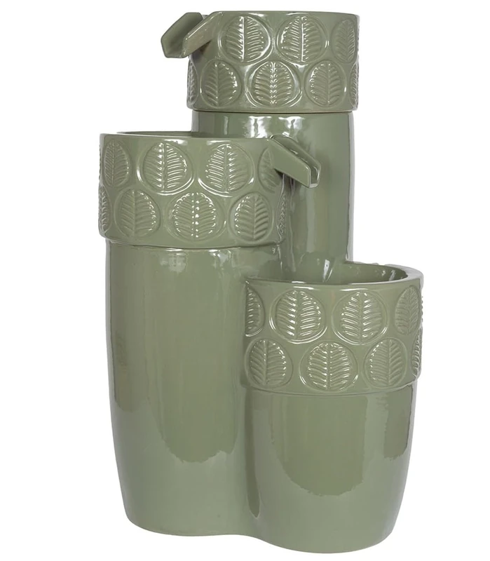 Easy Fountain Modra Spills Ceramic Water Feature – Mains Powered Outdoor Garden Fountain with LED Lights, Traditional glazed Multi-Tiered Design, Frost & UV Resistant, Contemporary Ceramic