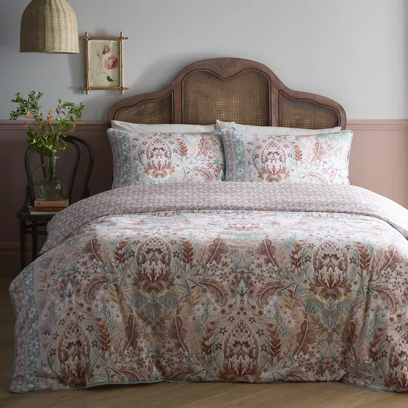 Appletree Floral Damask Duvet Cover Set King 230 x 220cm – 100% Cotton Bedding with Elegant Damask Floral Design, Includes 2 Pillowcases