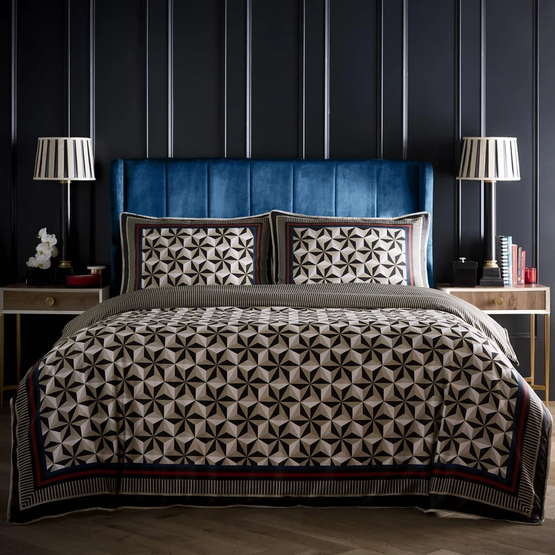 Laurence Llewelyn‑Bowen Hero Duvet Cover Set King 230 x 220cm – 100% Cotton Bedding with Bold Contemporary Design, Includes 2 Pillowcases