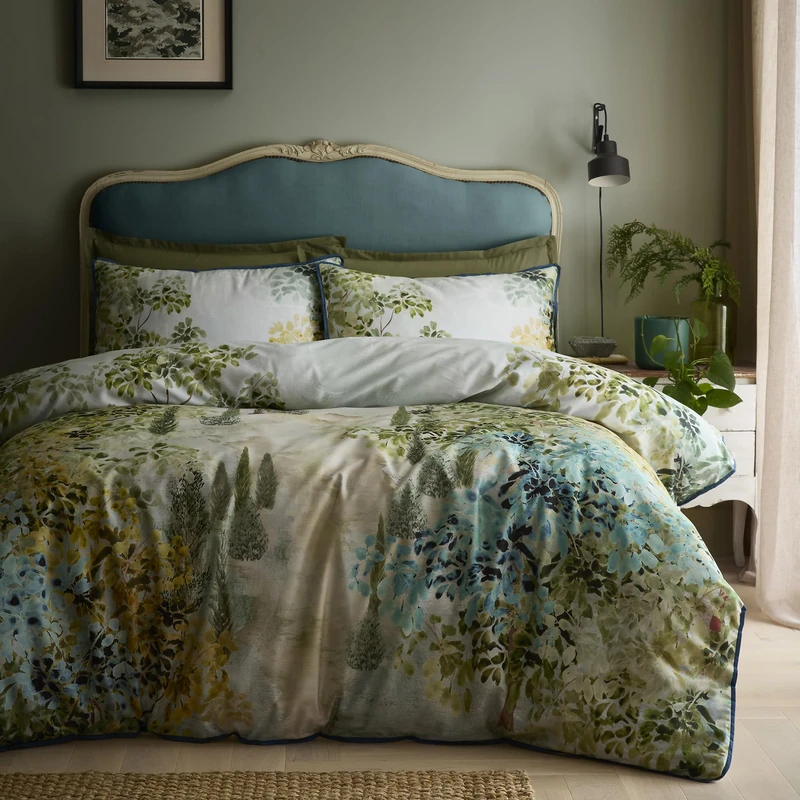 Soiree Hidden Garden Duvet Cover Set King 230 x 220cm – 100% Cotton Bedding with Elegant Floral Garden Design, Includes 2 Pillowcases