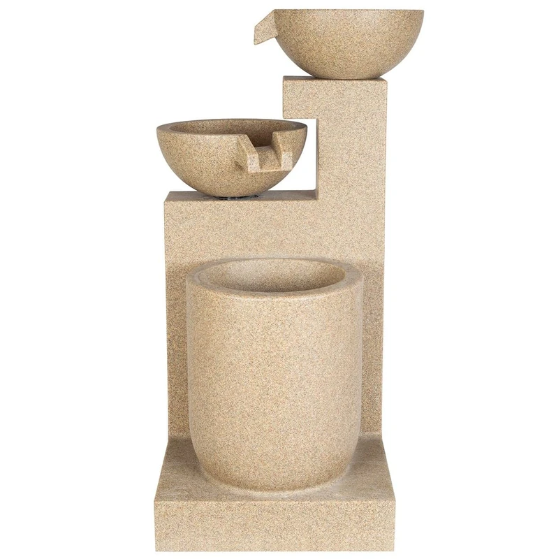 Easy Fountain Dune Falls Stone Effect Water Feature – Mains Powered Outdoor Garden Fountain with LED Lights, Natural Rock Style, Durable PE Construction, Self-Contained Feature for Patios.