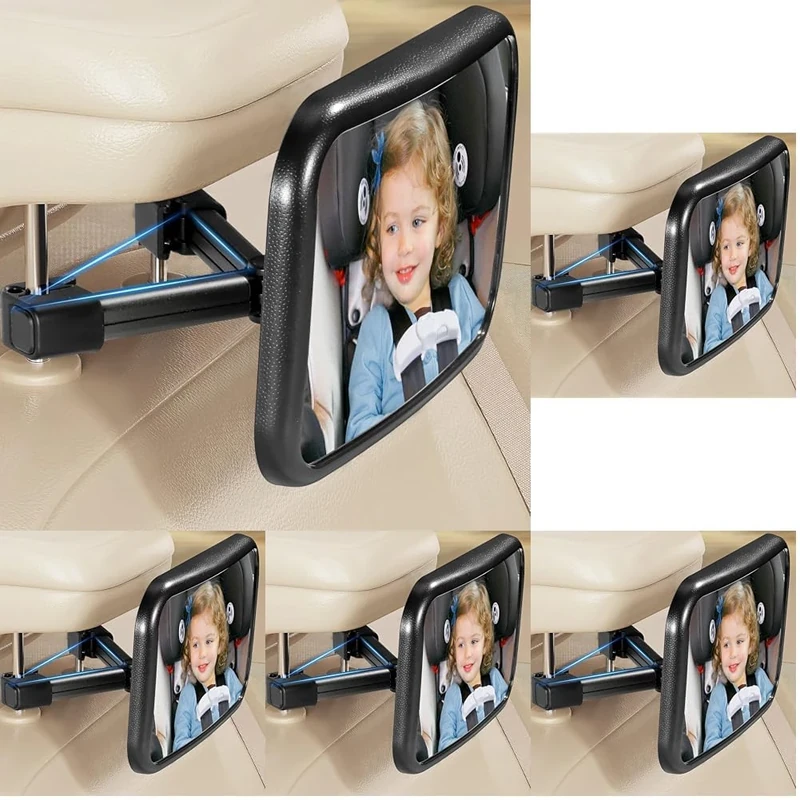 Vinabo Baby Car Mirror with Hook Clip, Anti-dropout Stroller Mirror, Safety, 360° Rotation Baby Rear View, Essential for Young Parents (Pack of 5)