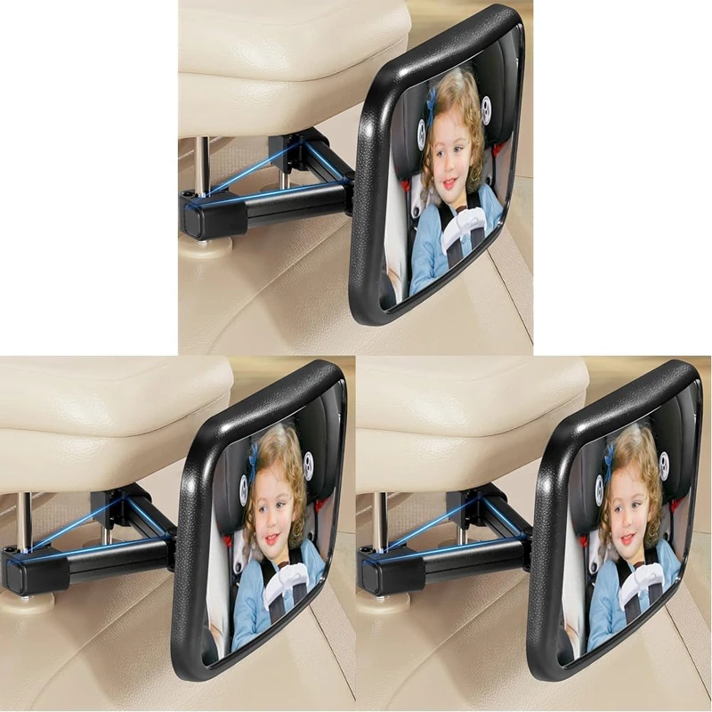 Vinabo Baby Car Mirror 360 Degree Rotation - Pack of 3