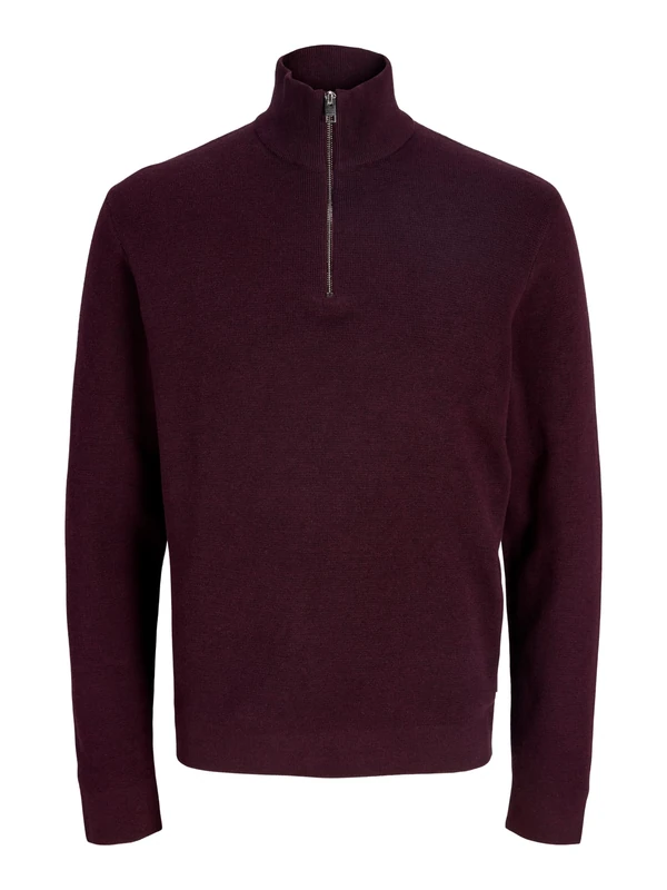JACK & JONES Milano Stitch Half Zip Sweater L Red
