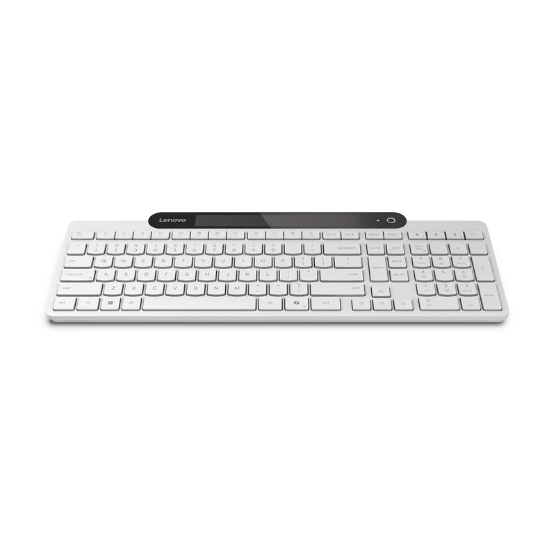 Lenovo 800 Self-Charging Bluetooth Keyboard (Ambient Light Charging, Wireless, Connection up to 3 Devices, USB-C, 109 Keys, Windows 10-11) QWERTY Spanish – White