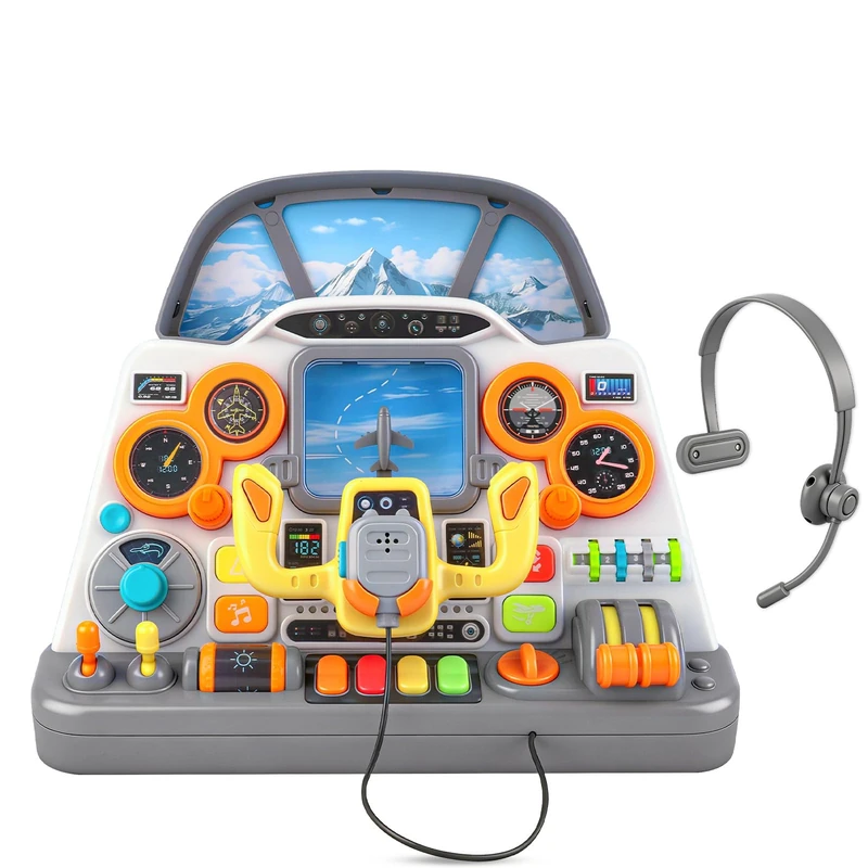 MOXYOY Jet Pilot Interactive Dashboard, Plane Toys for Age 3+ Kids,Pretend Play Car Driving Toy for Boys & Girls, Birthday Gifts for Children