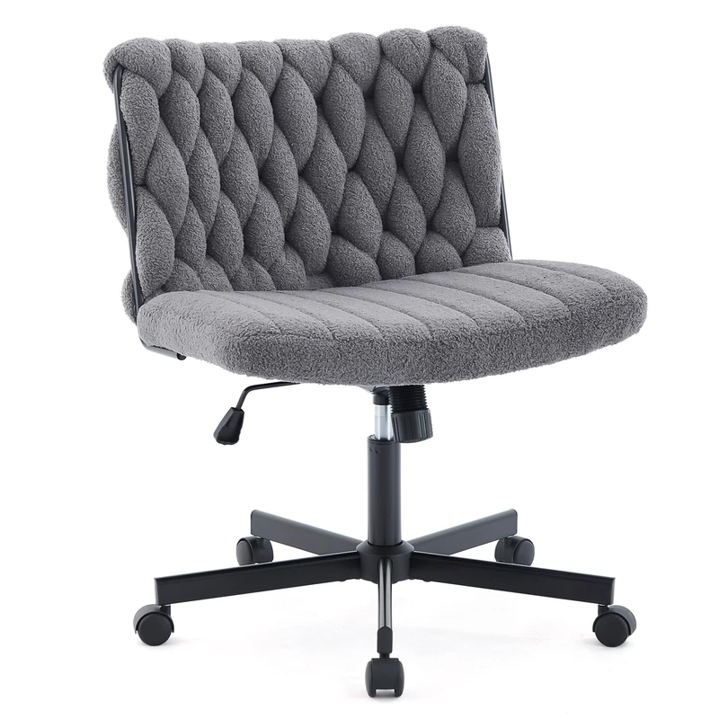 Garvee Cross Chair with Wheels, Modern Office Chair without Armrests with Wheels - Extra Large and Comfortable Seat for Office, Vanity or Living Room - Image 1