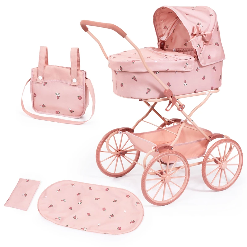 Bayer Design 14326AA Doll's pram nostalgic, doll stroller classic, with integrated basket, bag